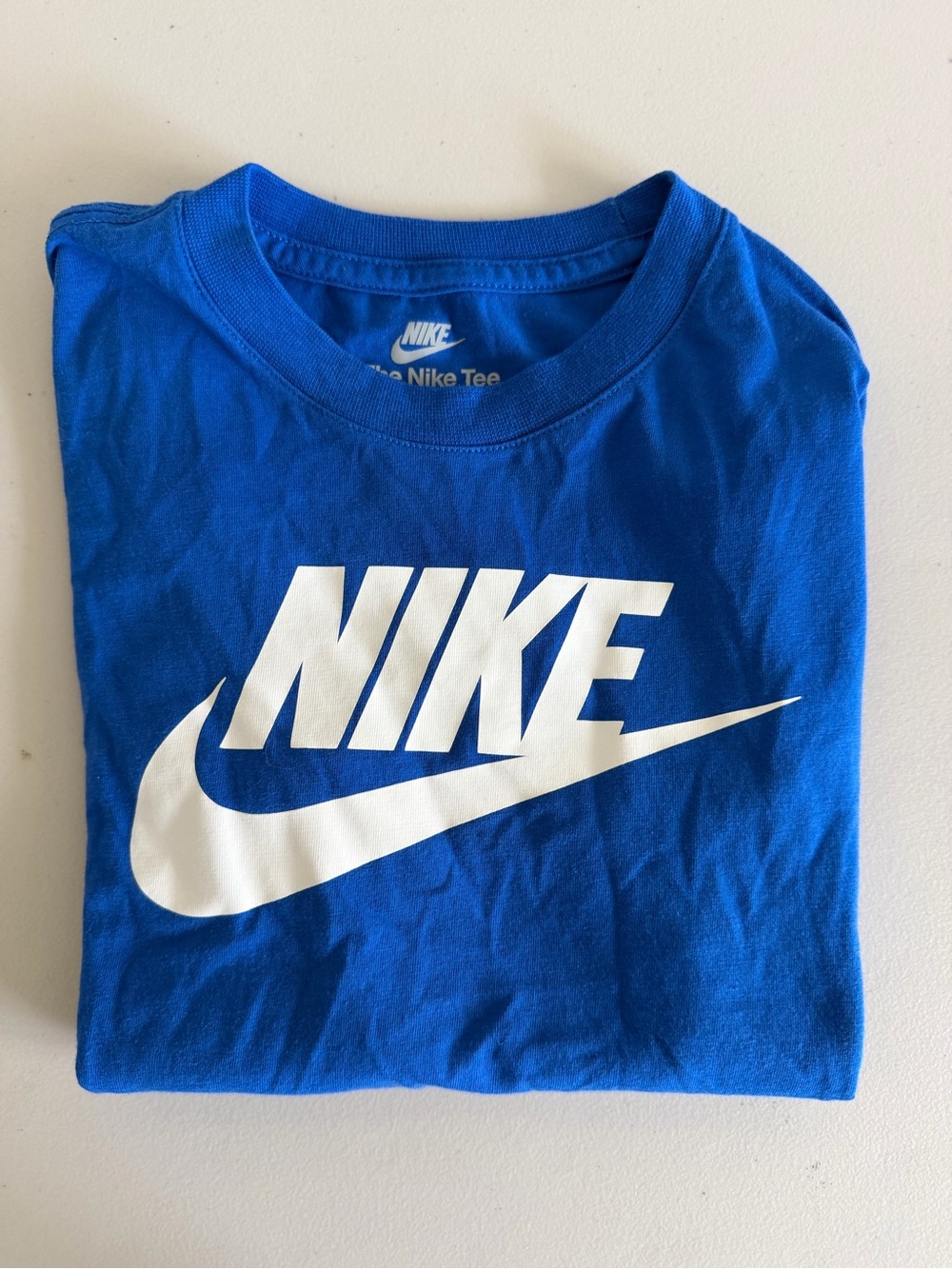 Nike Kids Blue Tee with White Swoosh Logo